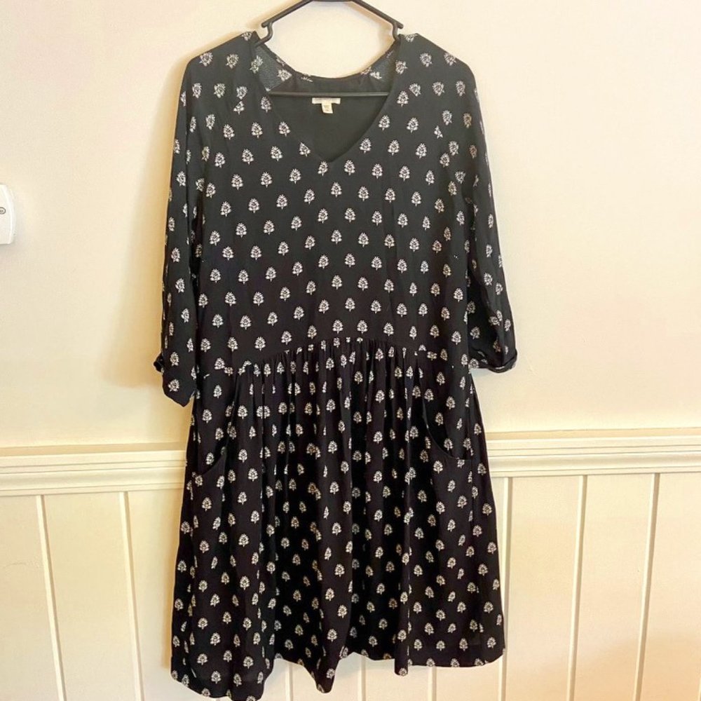 Garnet Hill Bohemian Dress Black and White